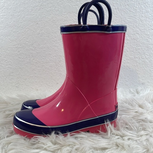 Northside Little Girls' Classic Solid Rainboot Pink / Purple Slip On Size 1 NEW - Picture 8 of 15